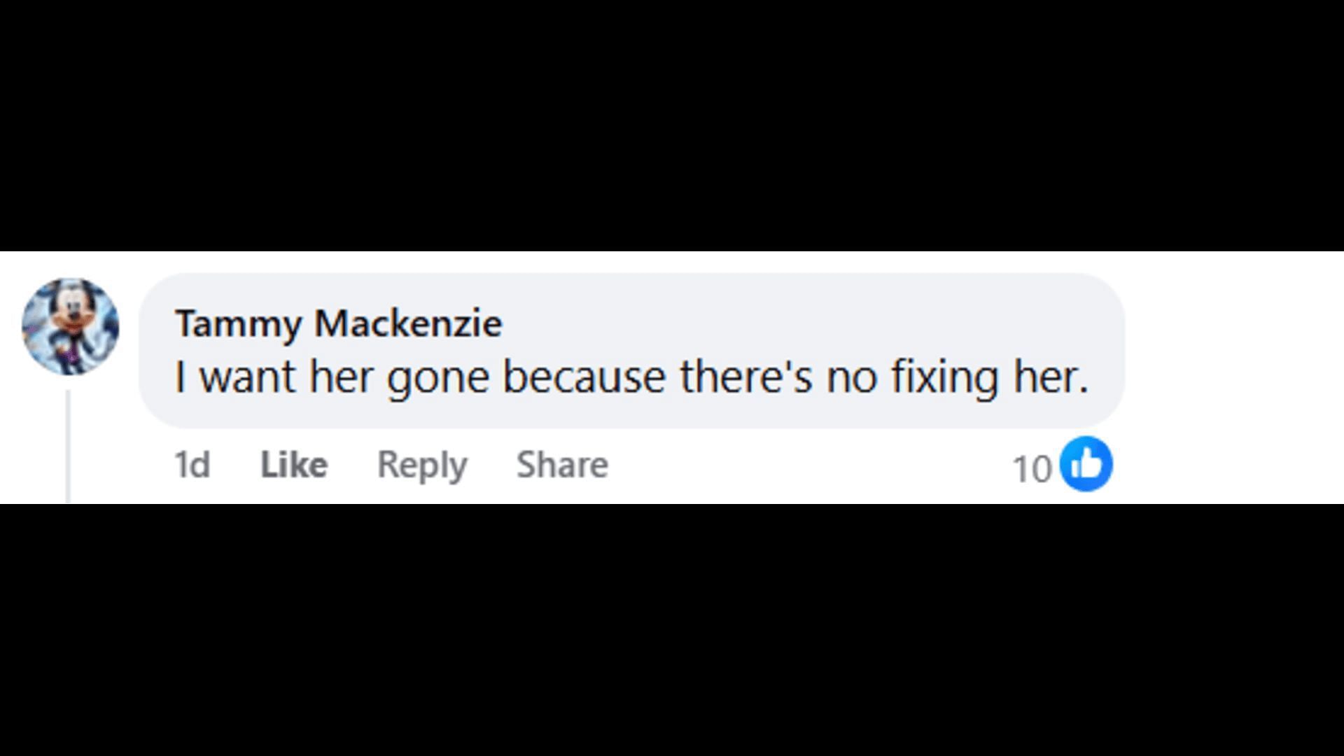 A post made by a fan, saying she wanted Luna gone (Image via Facebook/The Bold and the Beautiful)